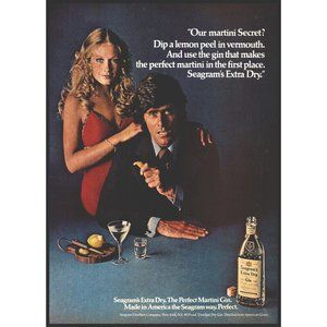1972 Seagram's Extra Dry Gin Vintage Print Ad Curly Blonde Hair Red Dress Photo